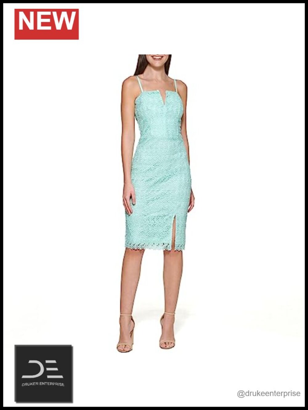 Sleeveless Chemical Lace Mini Dress A-Line V-Neck Zipper Professional